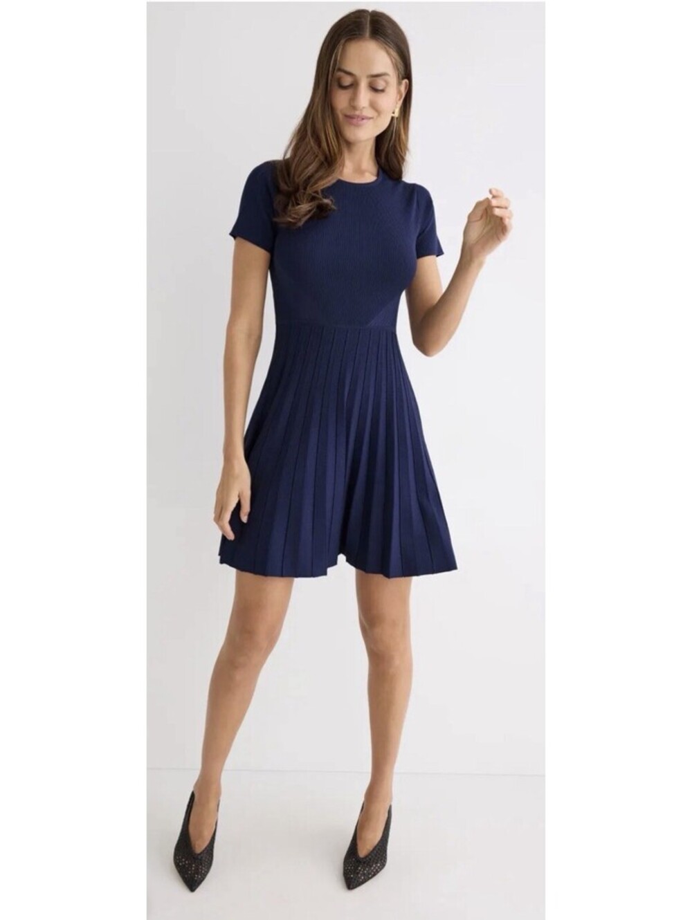 Jason Wu Blue Knit Stitch Detail Drop Waist Mini Dress $345 Size Xs